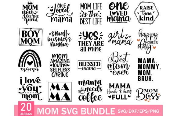 Hand Lettered Mama SVG Bundle for Crafts and Graphics